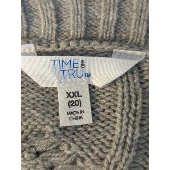 Time and Tru Womens XXL 20 Gray Sweater Classic Winter‎ Cable Knit - Picture 3 of 10